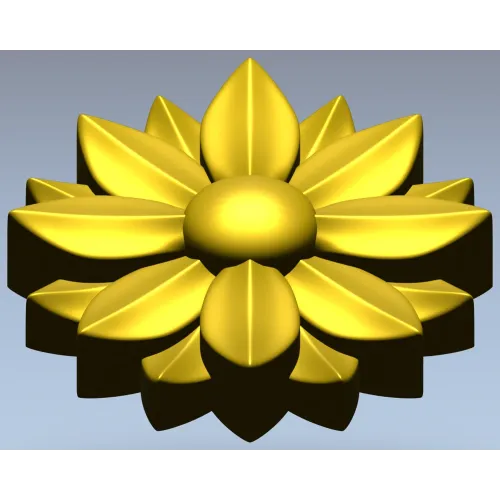 Floral rosette STL 3D model for CNC carving