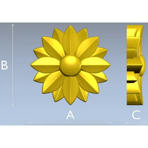 Floral rosette STL 3D model for CNC carving