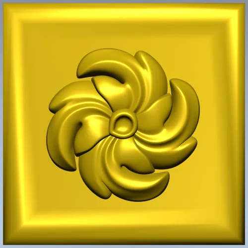 High-Relief Square Floral Rosette STL for CNC Router