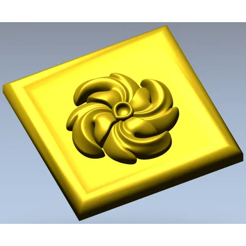 High-Relief Square Floral Rosette STL for CNC Router