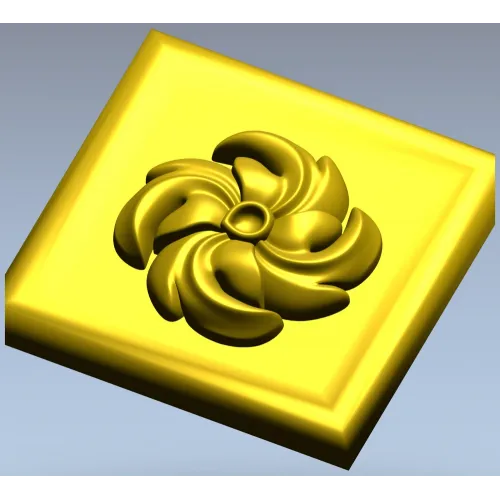 High-Relief Square Floral Rosette STL for CNC Router