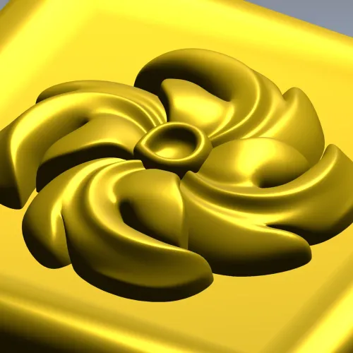 High-Relief Square Floral Rosette STL for CNC Router
