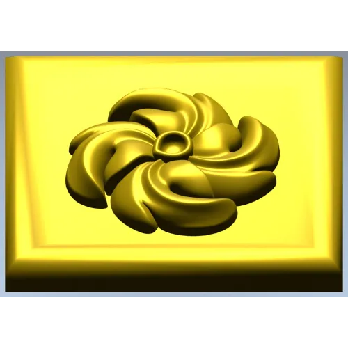 High-Relief Square Floral Rosette STL for CNC Router