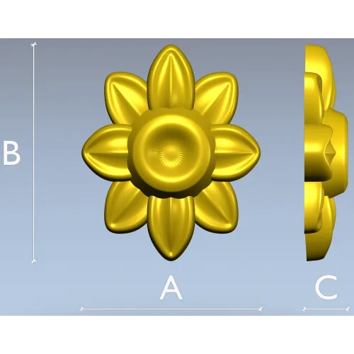 Floral Rosette STL 3D Model for CNC Carving