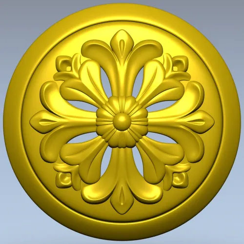 Florentine Bloom - round floral rosette STL for CNC carving