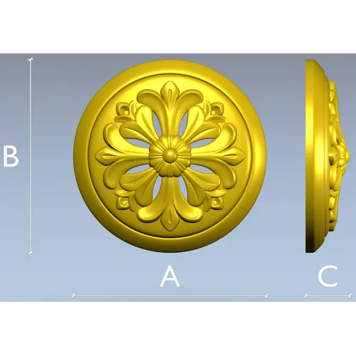 Florentine Bloom - round floral rosette STL for CNC carving