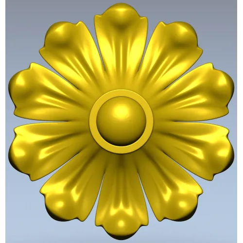 Floral Rosette STL 3D Model for CNC Routing - High-Relief Medallion