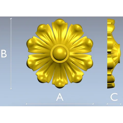 Floral Rosette STL 3D Model for CNC Routing - High-Relief Medallion