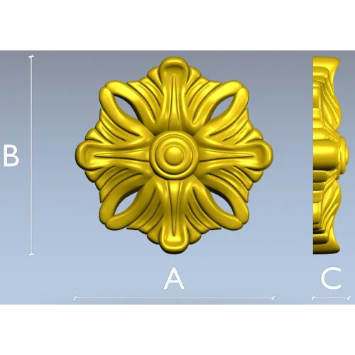 Florentine Ribbon Rosette - detailed rosette 3D model STL for CNC