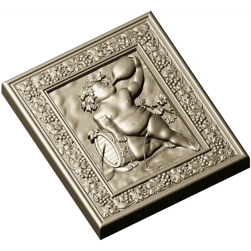 Резное панно "Виноградный путто" - 3D STL для ЧПУ