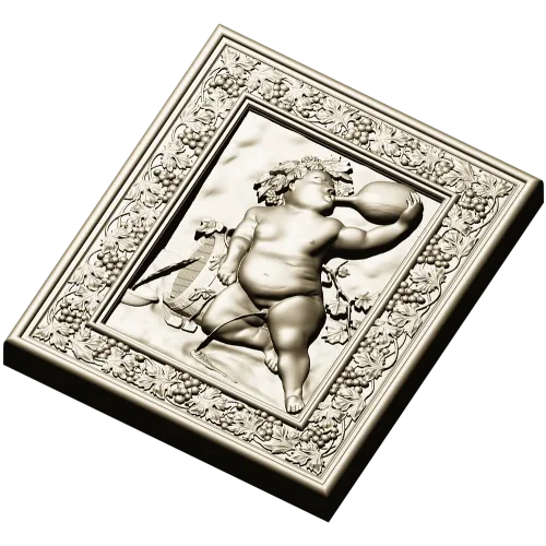 Резное панно "Виноградный путто" - 3D STL для ЧПУ