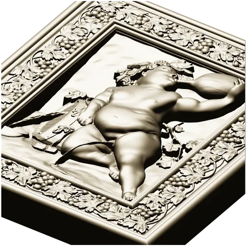 Резное панно "Виноградный путто" - 3D STL для ЧПУ