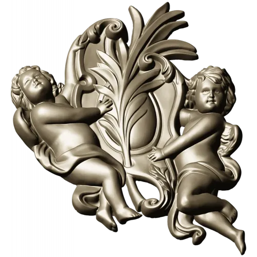Картуш с ангелами - 3D STL для ЧПУ