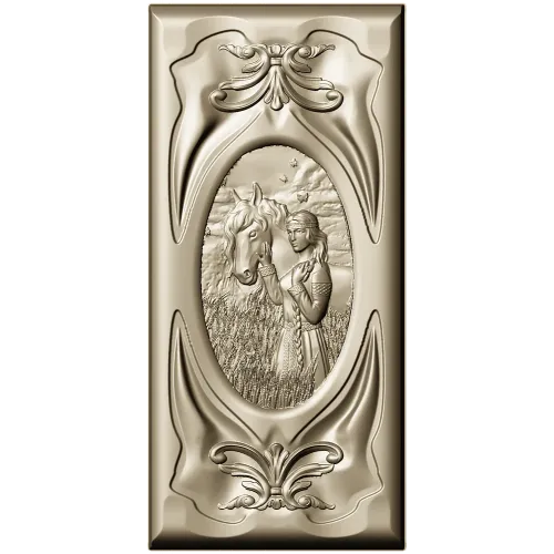 Decorative STL panel "White Rus: Maiden and Steed" - 3D model for CNC