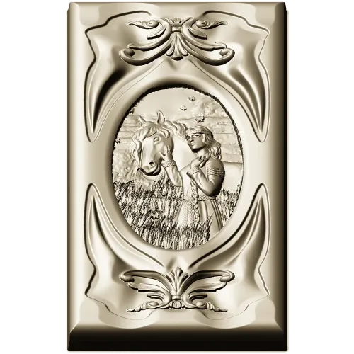 Decorative STL panel "White Rus: Maiden and Steed" - 3D model for CNC