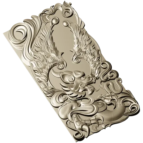 Winged Dragon High-Relief Panel STL