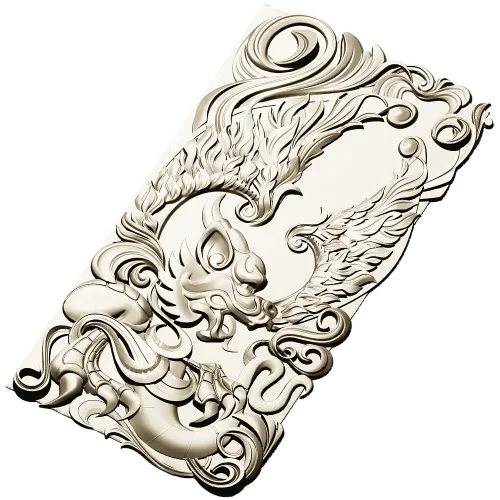 Winged Dragon High-Relief Panel STL
