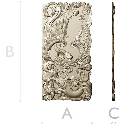Winged Dragon High-Relief Panel STL