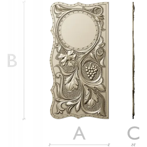 Vine & Grape Backgammon Panel - STL 3D Model for CNC