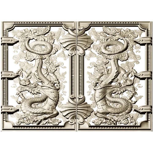 Резная панель "Драконы" - STL для ЧПУ