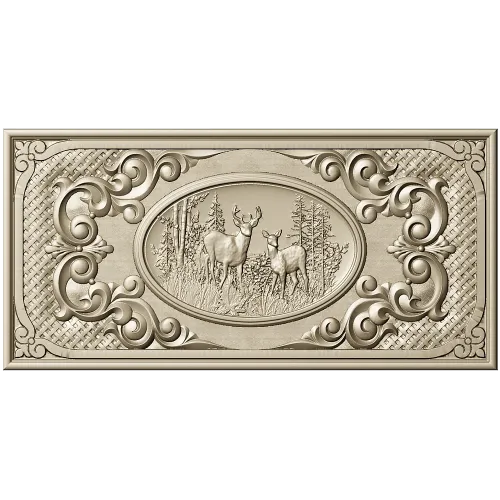 Декоративная панель "Лесные олени" - 3D модель STL для ЧПУ