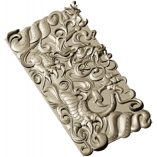 High-Relief Dragon Panel STL for CNC