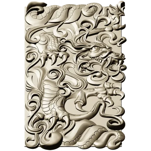 High-Relief Dragon Panel STL for CNC