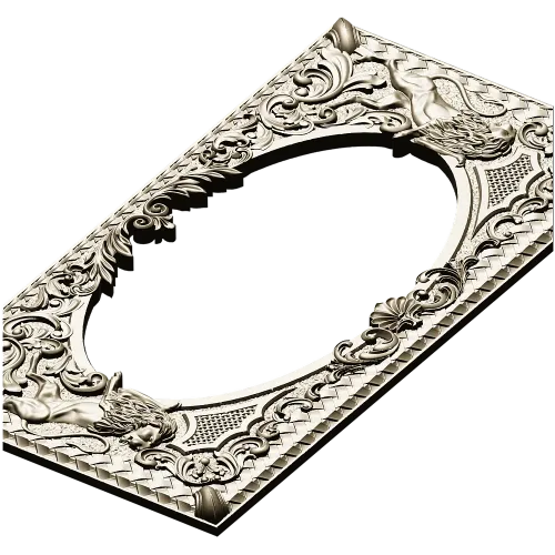 Baroque Griffin Oval Frame STL for CNC Relief