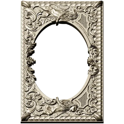 Baroque Griffin Oval Frame STL for CNC Relief