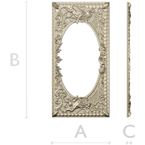 Baroque Griffin Oval Frame STL for CNC Relief