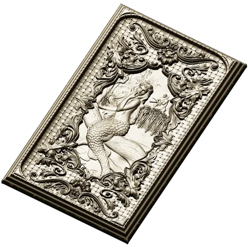 Mermaid Relief Panel STL - High-Relief Decorative Plaque for CNC
