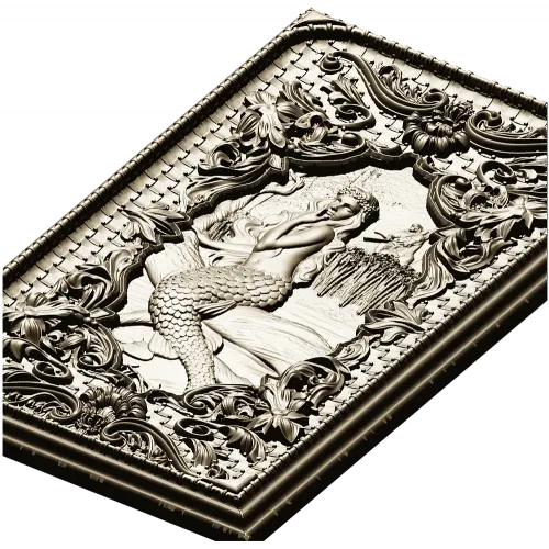 Mermaid Relief Panel STL - High-Relief Decorative Plaque for CNC