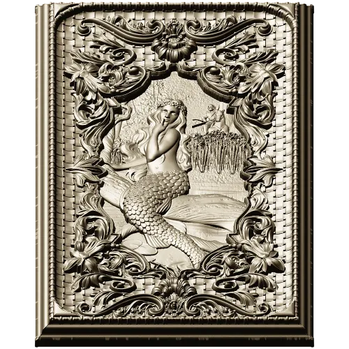 Mermaid Relief Panel STL - High-Relief Decorative Plaque for CNC