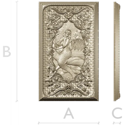 Mermaid Relief Panel STL - High-Relief Decorative Plaque for CNC