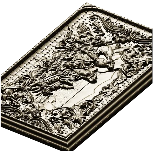 Freya with Sacred Cats - high-relief panel STL for CNC