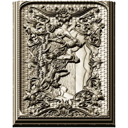 Freya with Sacred Cats - high-relief panel STL for CNC