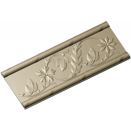 Floral Scroll Baguette - STL 3D model for CNC