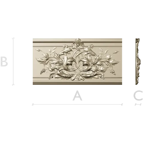 Ornate Acanthus Baguette STL 3D Model for CNC