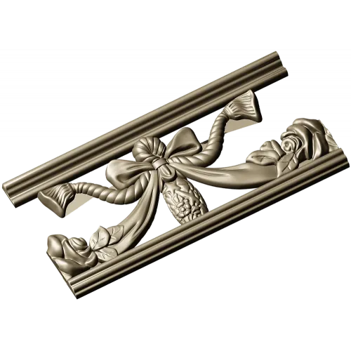 Резной багет с бантом и розами - STL для ЧПУ
