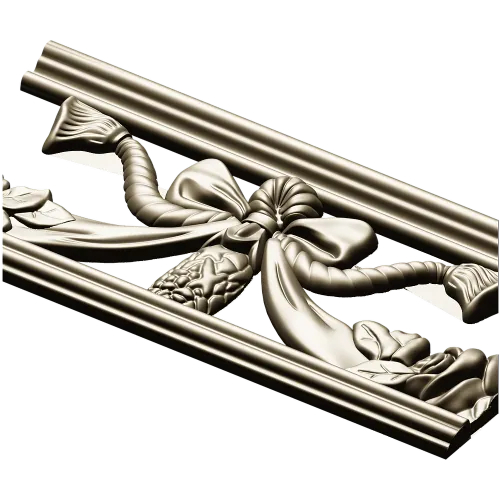 Резной багет с бантом и розами - STL для ЧПУ