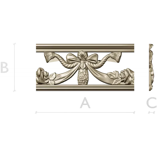 Резной багет с бантом и розами - STL для ЧПУ