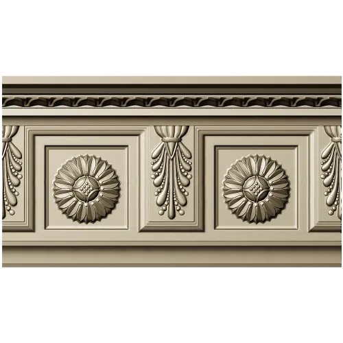 Классический резной багет с розетками - STL модель для ЧПУ
