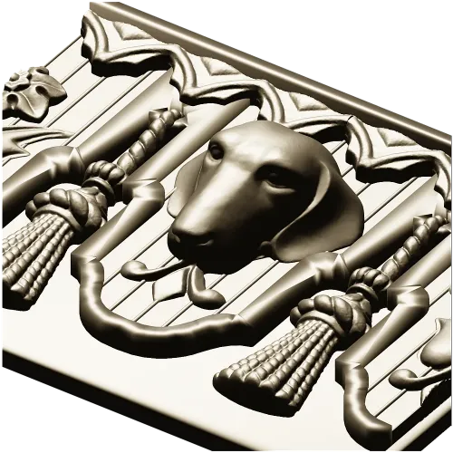 Классический багет с геральдической головой собаки - STL для ЧПУ
