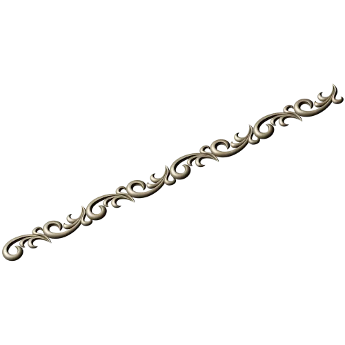 Ornamental Baguette 3D Model STL - Scroll Trim for CNC