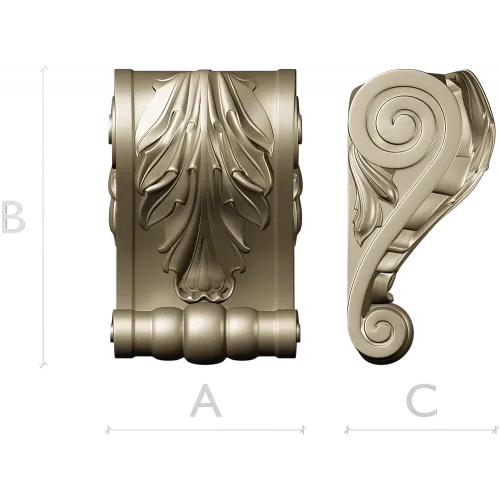 Acanthus Scroll Corbel - STL 3D model for CNC milling