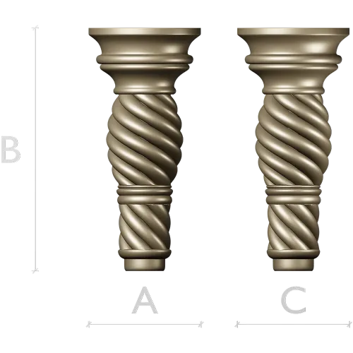 Spiral Twist Baluster - detailed STL 3D model for CNC milling