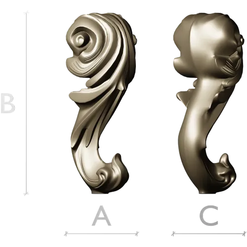 Резная завитка в стиле барокко - STL 3D модель для ЧПУ