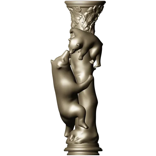 Балясина "Лесное Объятие" - медведи и листва, 3D модель STL для ЧПУ