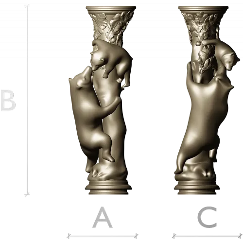 Балясина "Лесное Объятие" - медведи и листва, 3D модель STL для ЧПУ