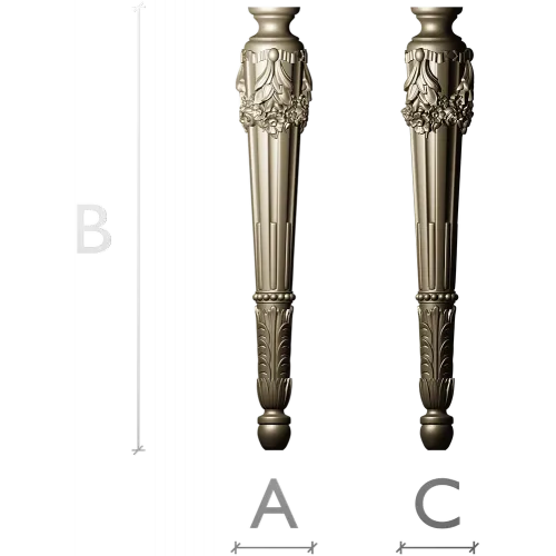Ornate Classical Baluster Leg - STL 3D Model for CNC
